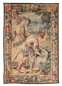 Tapisserie Tobias vangt een vis, begeleid door een engel door Unbekannt Unbekannt